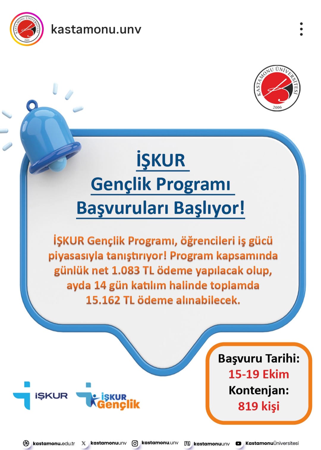 İŞKUR Gençlik Programı Başvuruları Hakkında